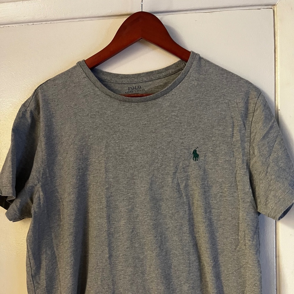 Polo, short sleeve, T-shirt with logo, grey, Large